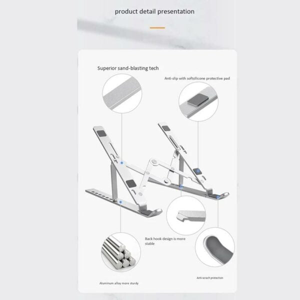 Laptop Stand Adjustable Non-Slip Ventilated Holder for Air Pro Dell XPS More 10-14 inch Laptops