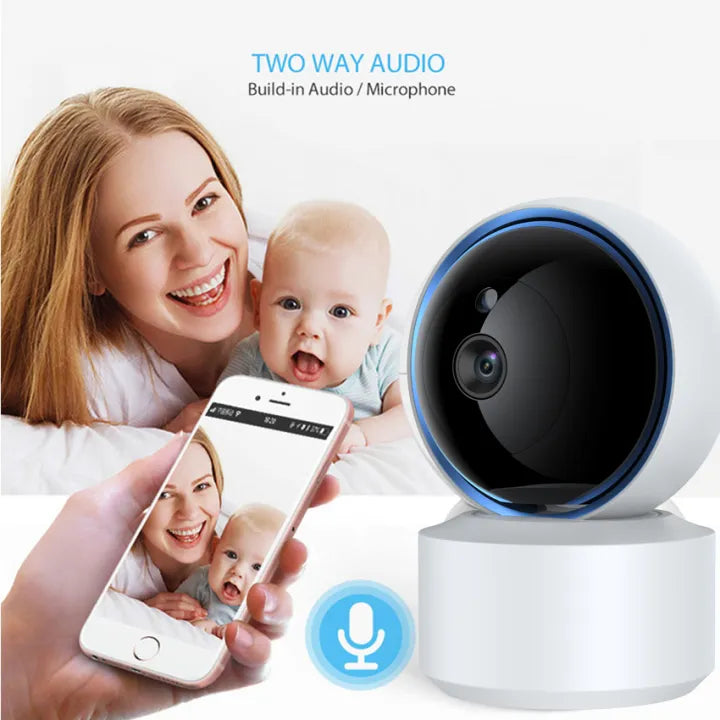 Tuya IP WiFi Auto tracking Camera smart home cctv security Baby Monitor 355 degree rotation full view angle 1080P Resolution night vision 2 way audio