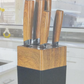 Stainless Steel Kitchen Knife Set Wood Handle 5pc With Wooden Block