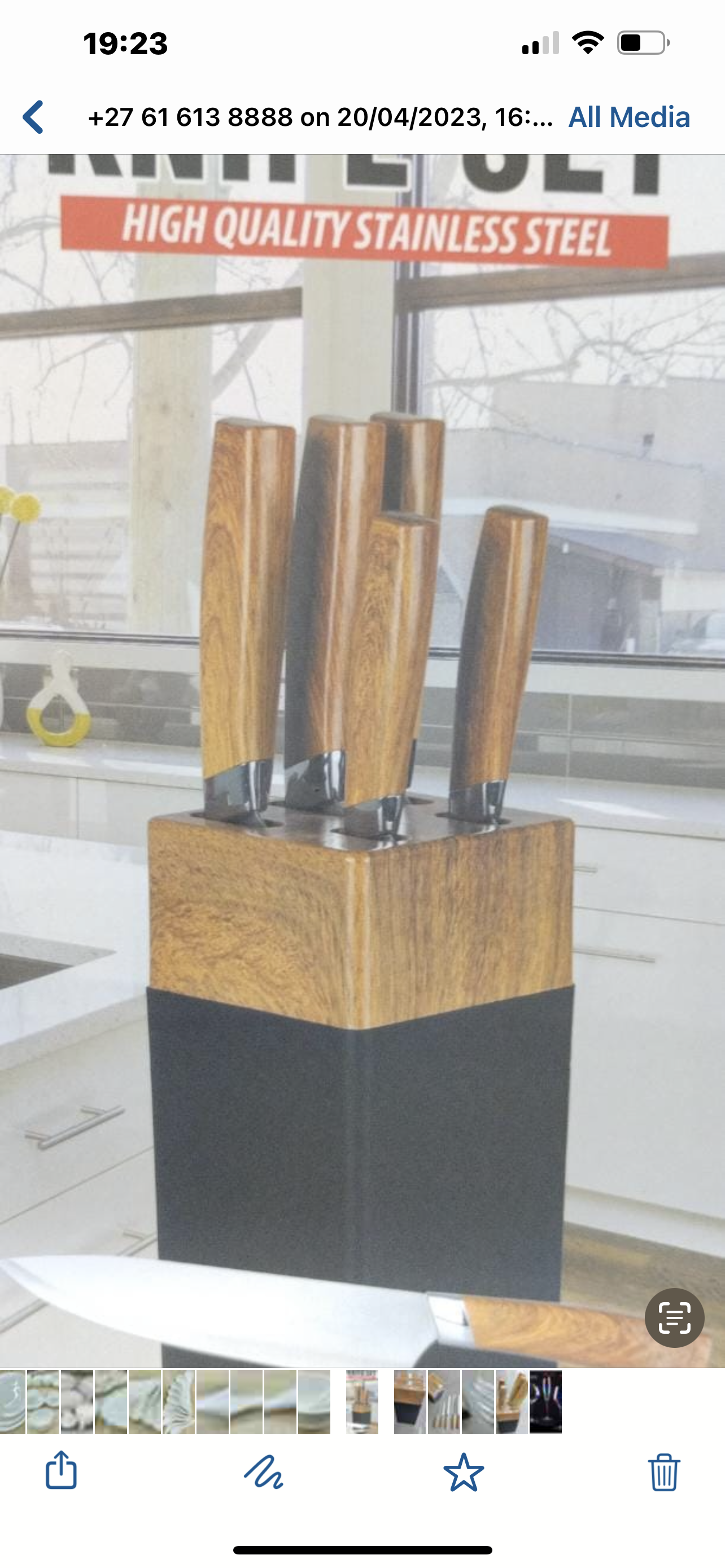 Stainless Steel Kitchen Knife Set Wood Handle 5pc With Wooden Block