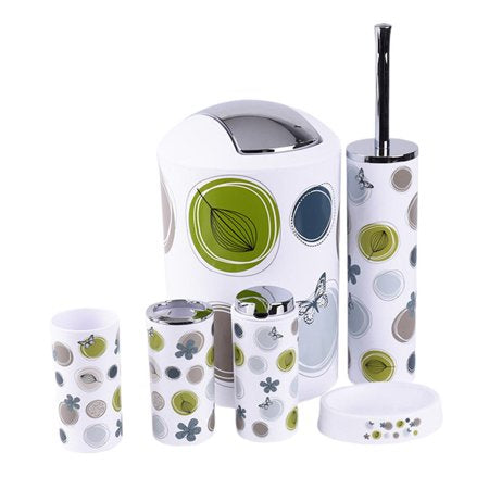 Bathroom Accessories Set,6 Pcs Gift Set Toothbrush Holder,Toothbrush Cup,Soap Dispenser,Soap Dish,Toilet Brush Holder,Trash Can