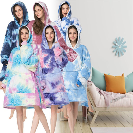 Huggle Kids Multi-Colour Oversized Hoodie Blanket – Sherpa Fleece, One Size, Super Soft & Lightweight
