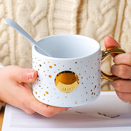 Ceramic Mug Golden Moon And Sun Design