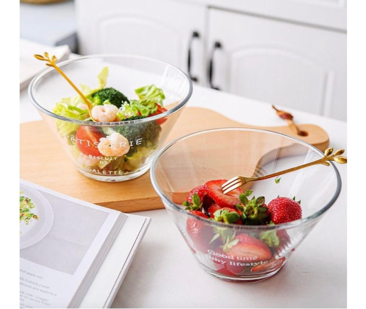 French Glass Dessert Bowls 2pc
