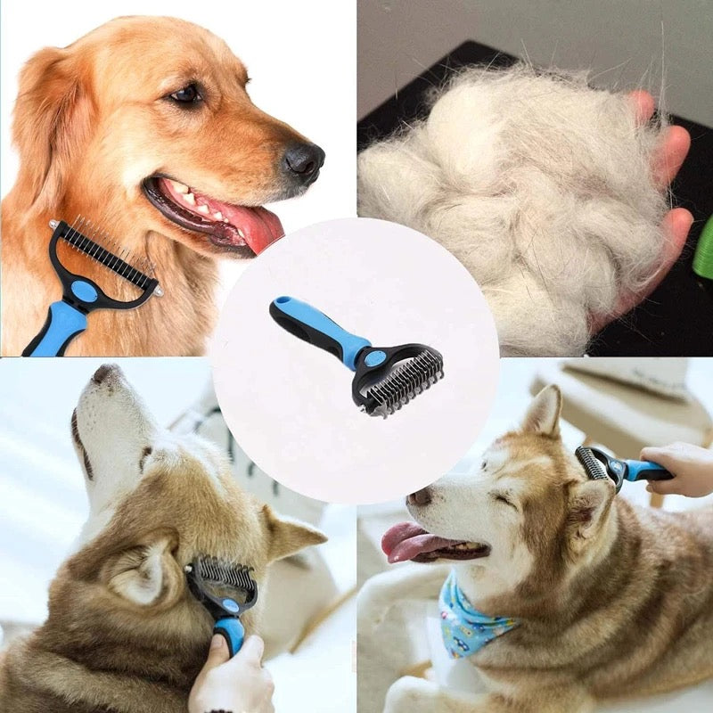 2-in-1 Hair Removal Comb – Dematting & Deshedding Grooming Tool for Dogs