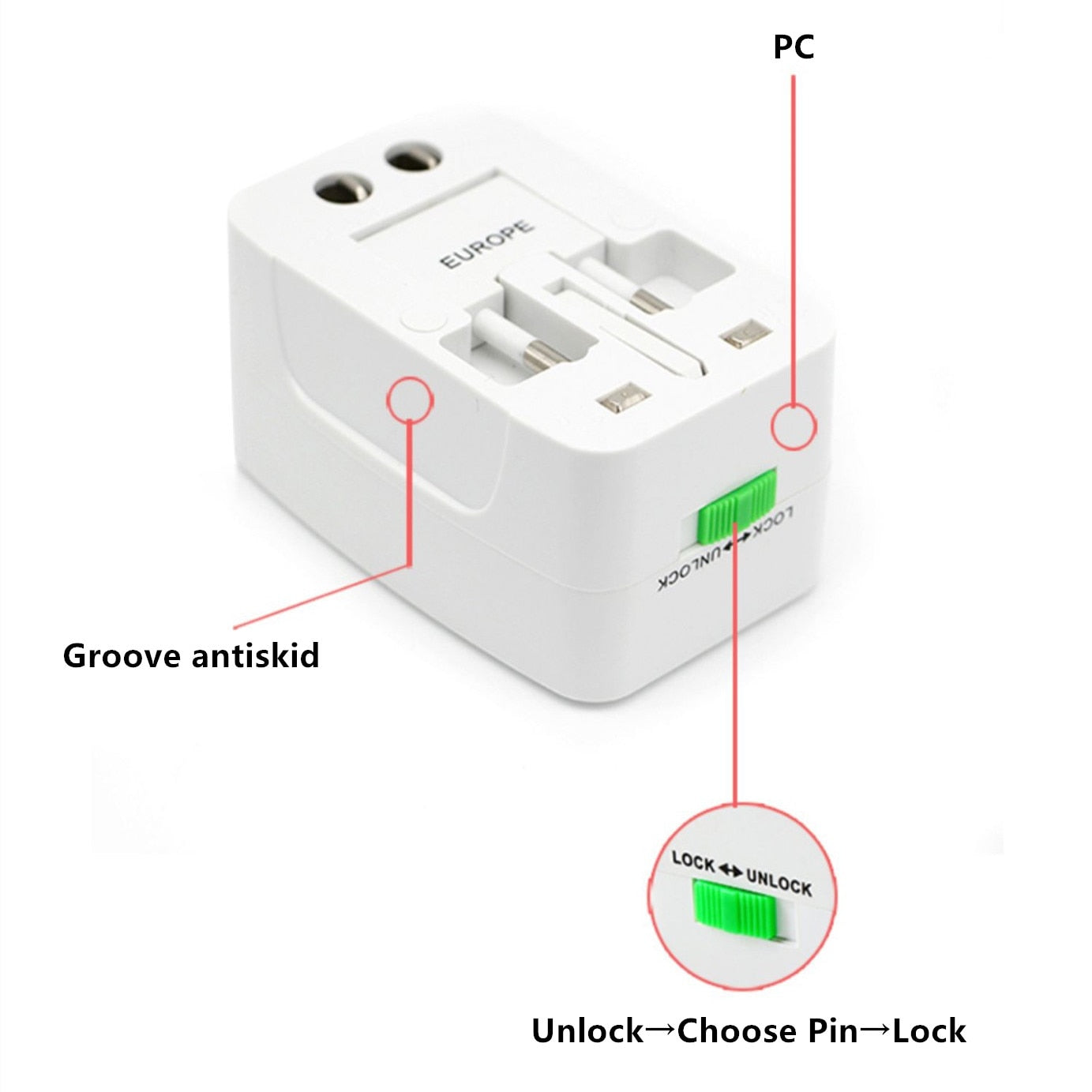 Universal Travel Adapter 1500Mah With Dual USB Port