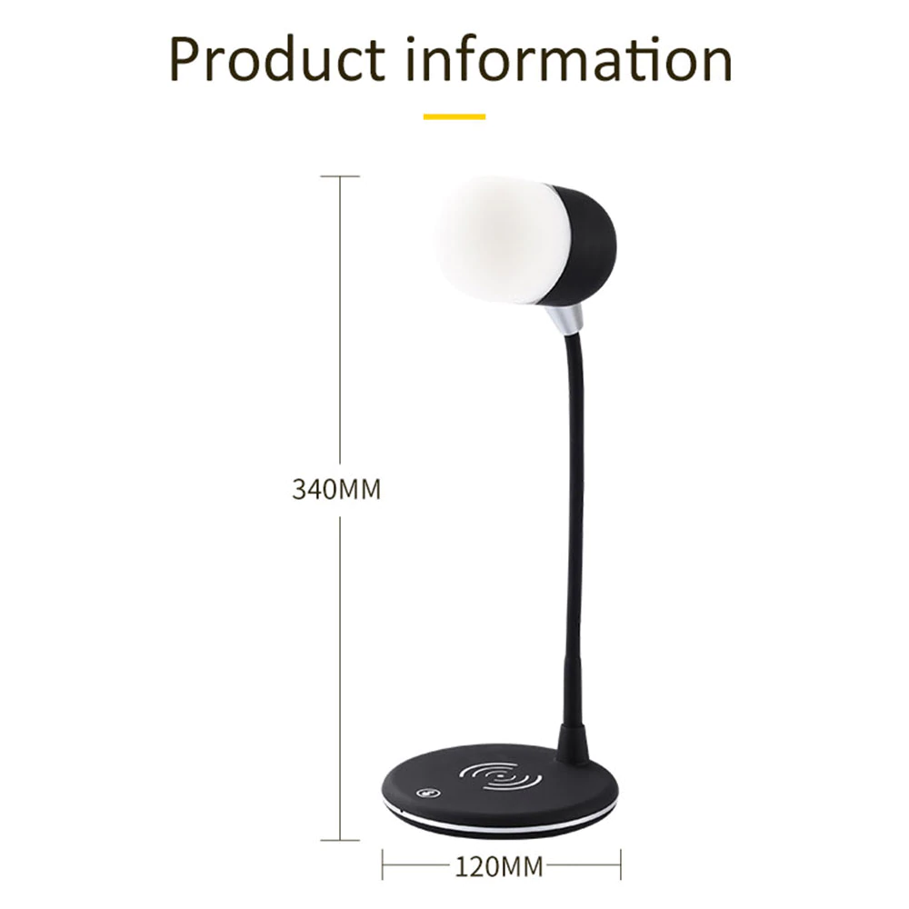 Desk Lamp with Qi Wireless Charger 5W Bluetooth Speaker 3:1