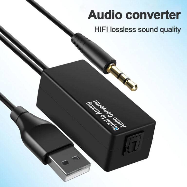 Audio Stereo DAC Digital to Analog Optical Fiber Converter USB Decoder Adapter 3.5mm Jack