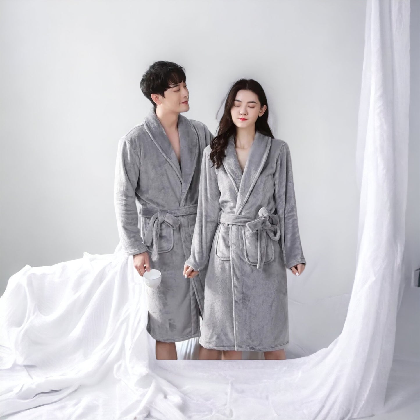Pajamas Set,Winter Ladies Night Gown Flannel Thickened Sleep Tops