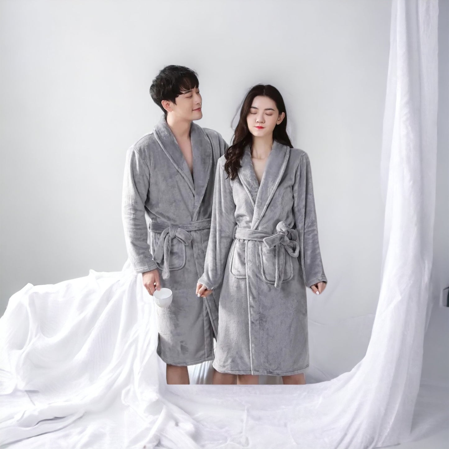 Pajamas Set,Winter Ladies Night Gown Flannel Thickened Sleep Tops Bathrobes Winter Pyjama Sleepwear For Women & Men