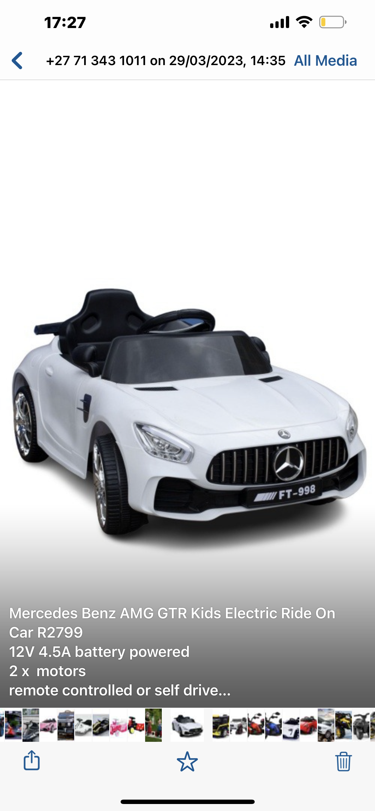 Mercedes Benz Licensed AMG GTR Kids Electric Ride On Car 12v