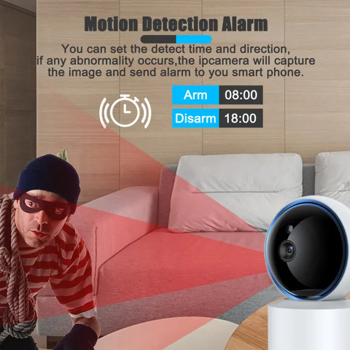 Tuya IP WiFi Auto tracking Camera smart home cctv security Baby Monitor 355 degree rotation full view angle 1080P Resolution night vision 2 way audio