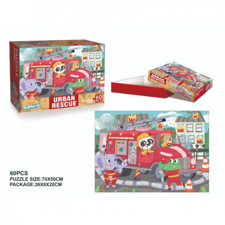 Little Learners - Firetruck animal Puzzle 60pcs