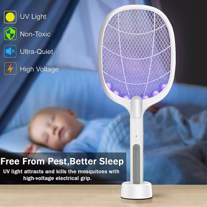 NEW 2 in 1 Electronic Mosquito Swatter and Mosquito Killer Lamp Rechargeable Mosquitoes Trap Lamp & Mosquito Racket Anti-mosquito Household