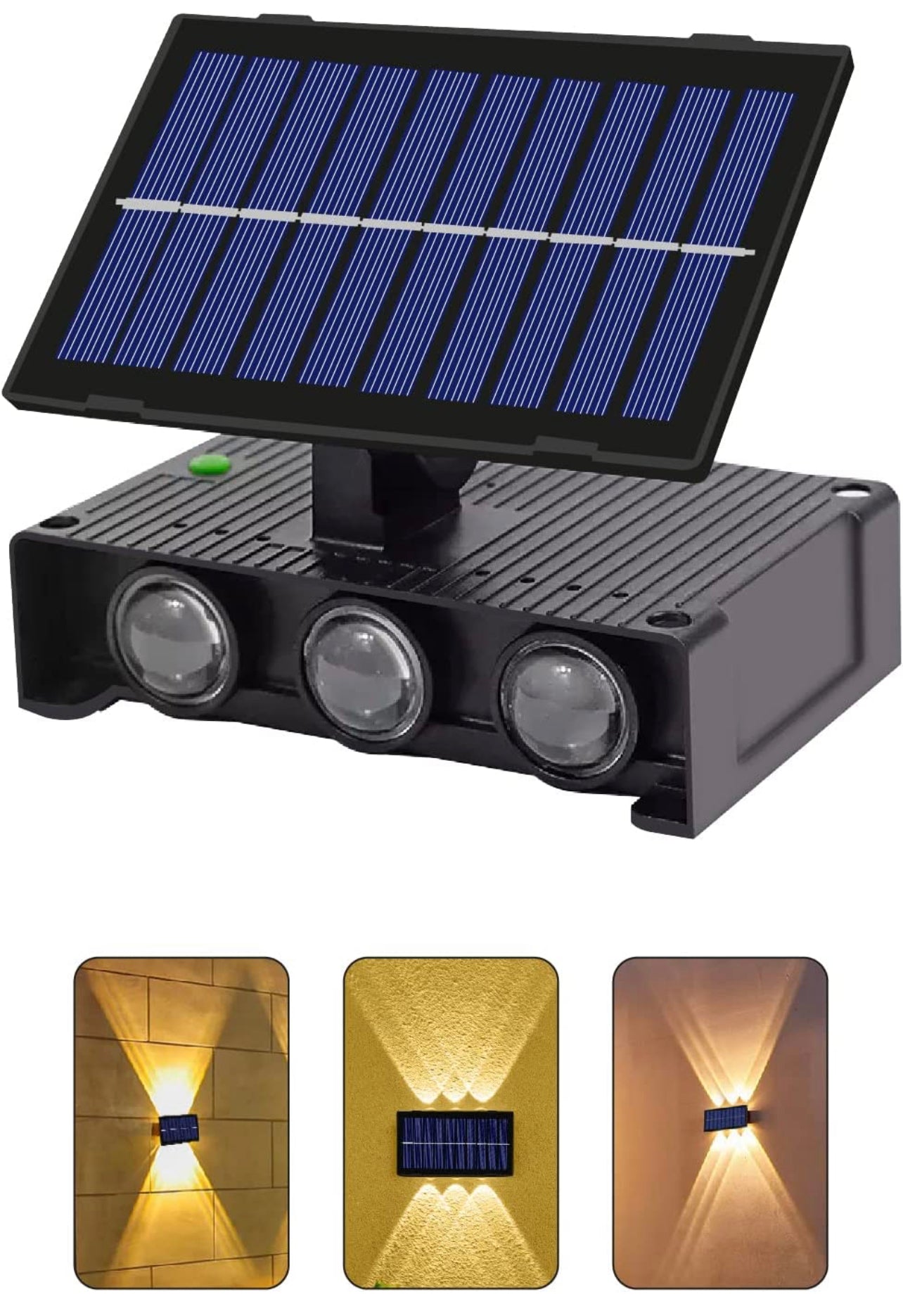 Solar Wall Light Outdoor UP & Down Waterproof Garden Decoration Wall Lamps Step Street Small Night Lamp Garden Lighting Fence Courtyard Decor 6 LED [ WarmYellow, Pack of 1