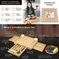 Cheese Board & Cutlery Set Hidden Drawer 4 Stainless-Steel Serving Utensils Cracker Groove Large Square Cutting Plate Natural Organic Bamboo Wood Serving Dish Perfect Wedding Birthday Gift Present