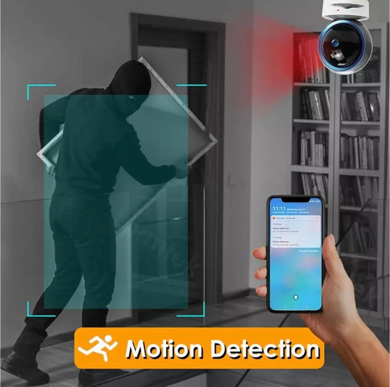 Tuya IP WiFi Auto tracking Camera smart home cctv security Baby Monitor 355 degree rotation full view angle 1080P Resolution night vision 2 way audio