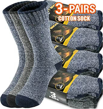 Thermal Warm Heavy Duty Cotton Crew Work Boot Socks – 3 Pairs