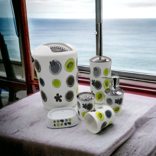 Bathroom Accessories Set,6 Pcs Gift Set Toothbrush Holder,Toothbrush Cup,Soap Dispenser,Soap Dish,Toilet Brush Holder,Trash Can