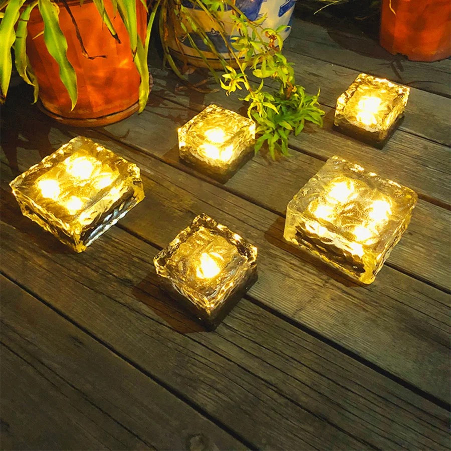 Solar Brick Lights Outdoor Solar Ice Cube Lights Landscape Path Light for Outdoor Garden Courtyard Pathway Christmas Decor