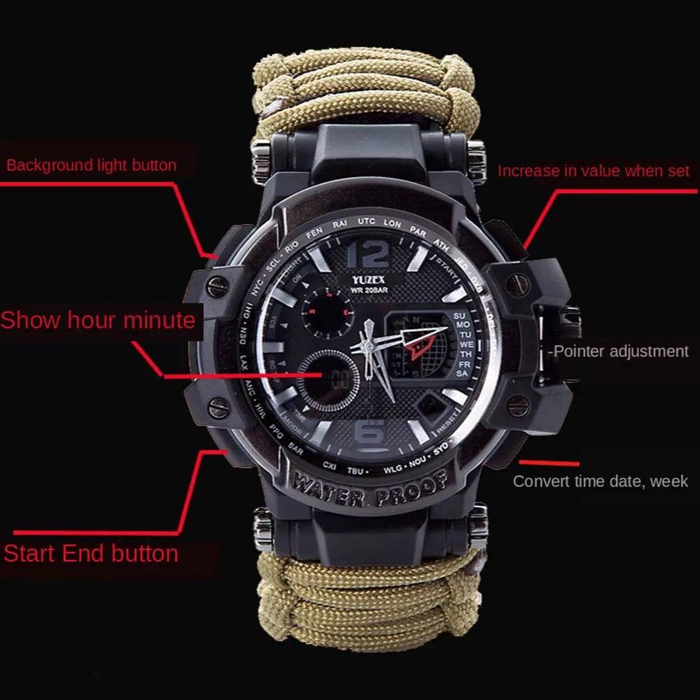 Waterproof hot sale survival watch