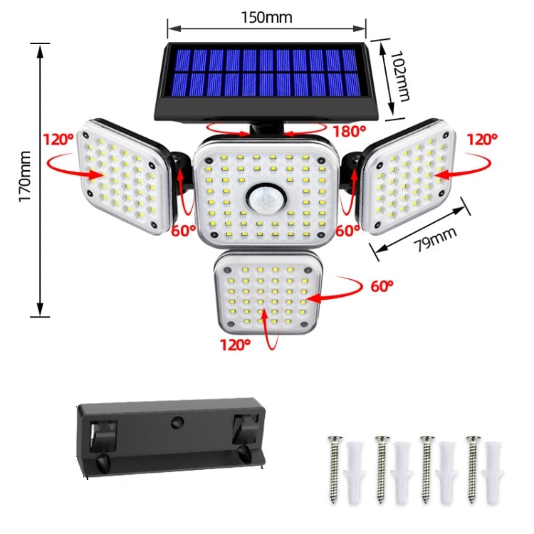 Solar Powered Sensor Wall Light 144 LED