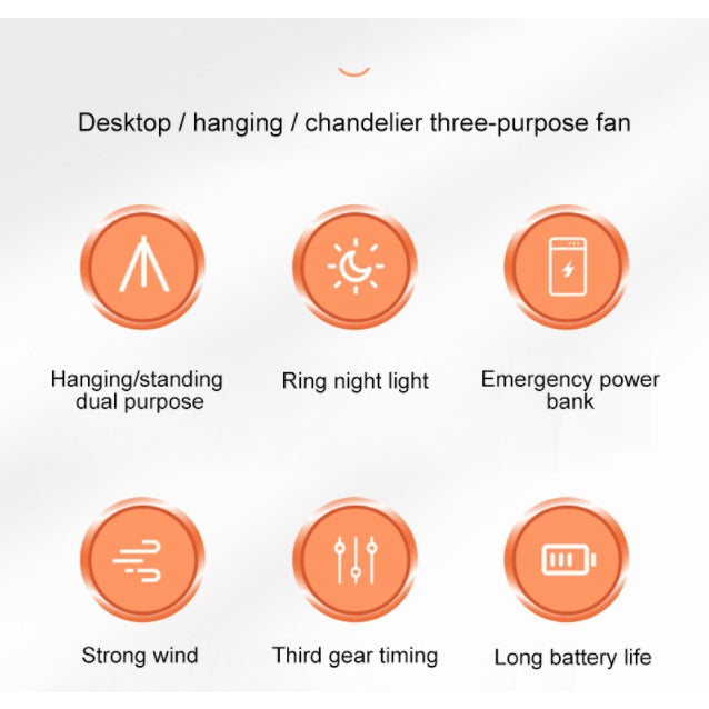 Rechargeable Desk Fan 7inch with Light