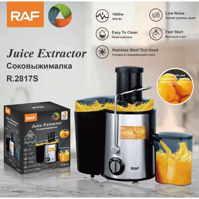 RAF R2817R Electric Juicer Food Grade Stainless Steel Big Feeding Mouth Portable Juice Extractor