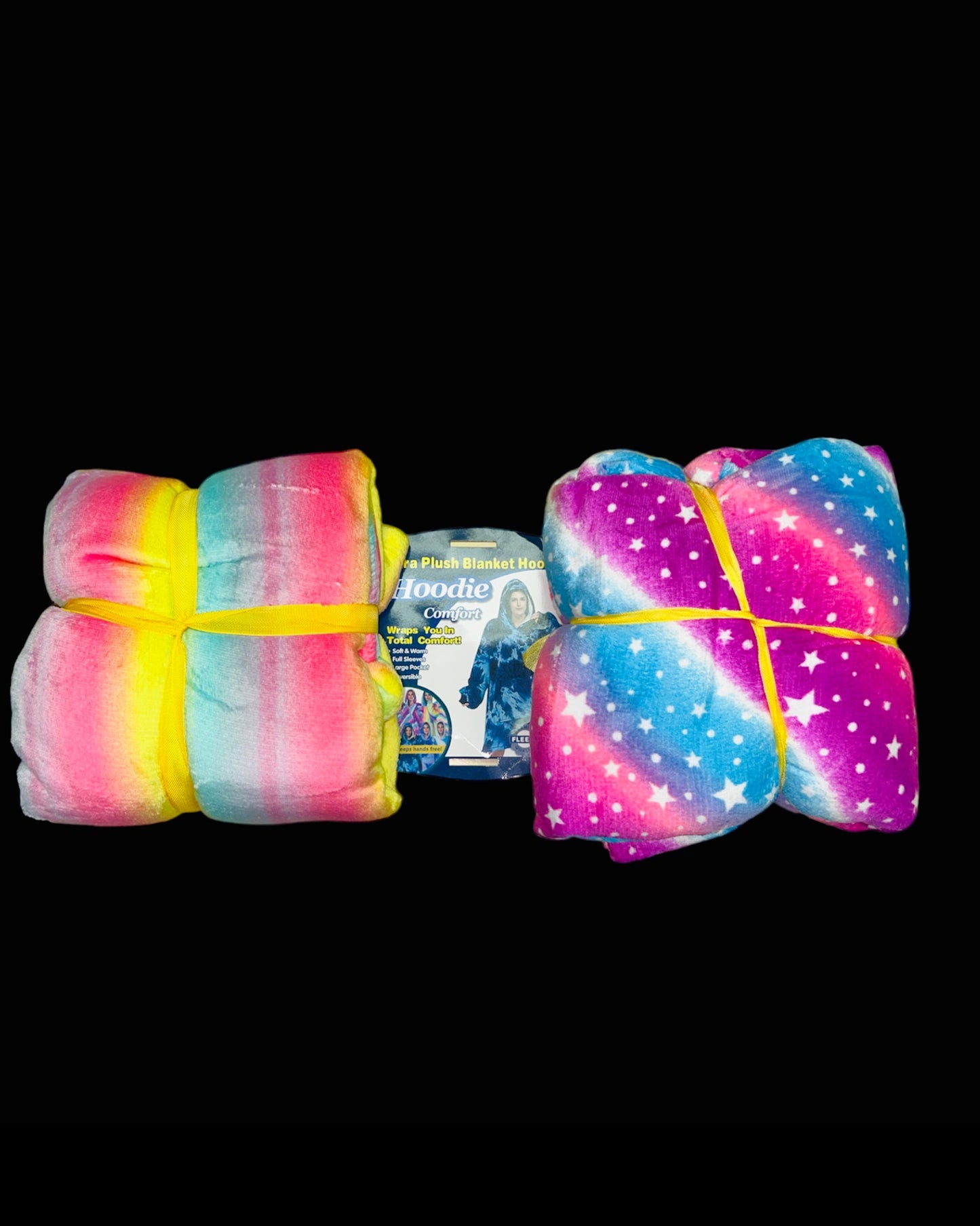 Huggle Kids Multi-Colour Oversized Hoodie Blanket – Sherpa Fleece, One Size, Super Soft & Lightweight