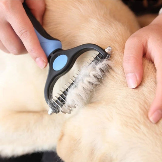 2-in-1 Hair Removal Comb – Dematting & Deshedding Grooming Tool for Dogs