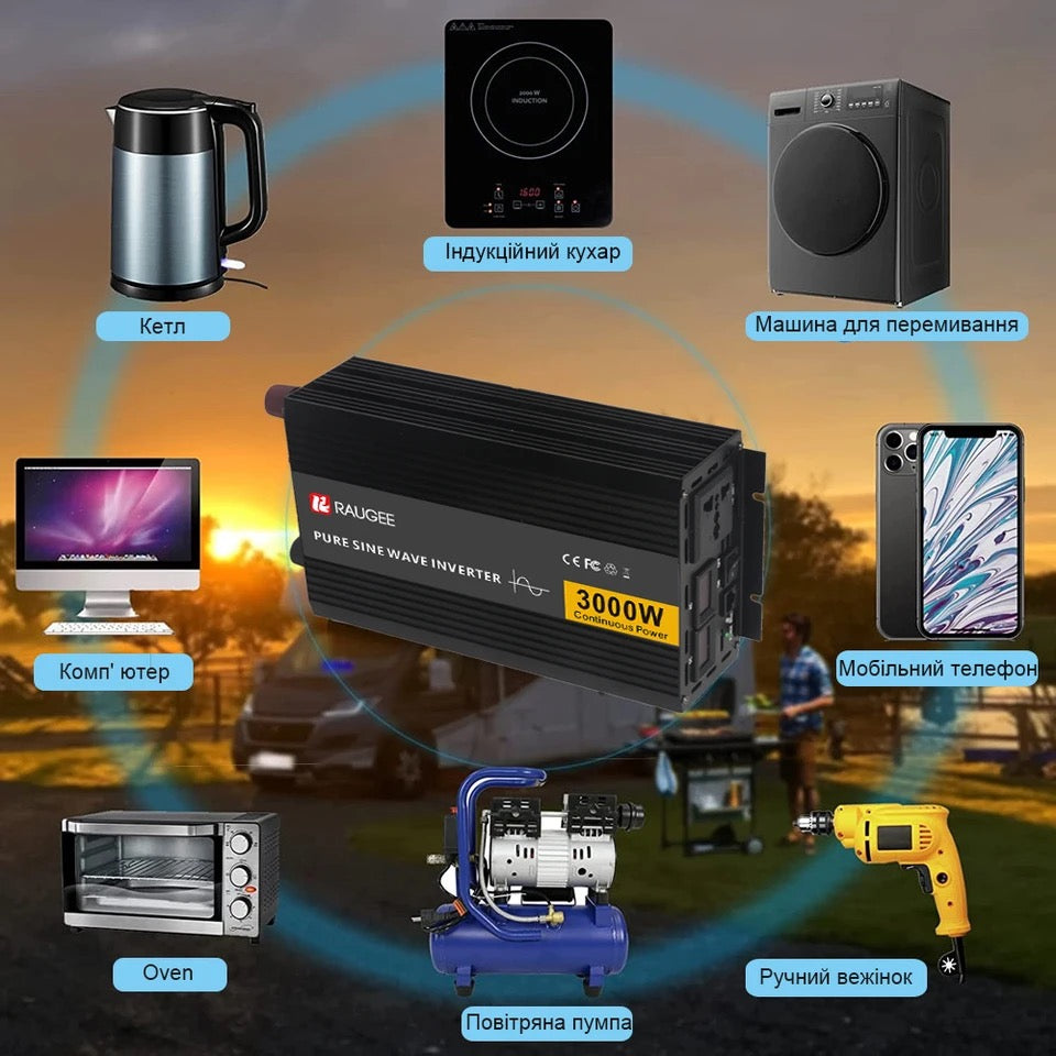 Pure Sine Inverter DC To AC 220V Car Inverter Power Converter Transformer Solar Inverter With LED Display