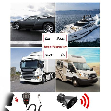 Car Alarm Horn 12V 100W 7 Siren Sounds Car Siren Vehicle Horn Mic PA Speaker System Loud Security Alarm