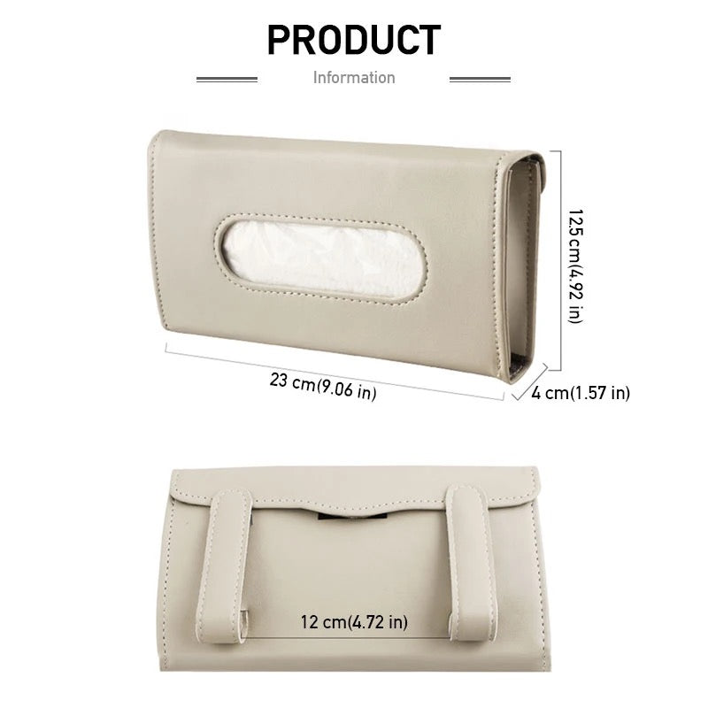 Car Tissue Box PU Leather Auto Sun Visor Paper Holder