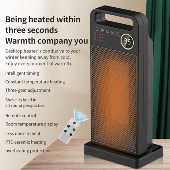 Portable Indoor Fan Heater with Temperature Display Electric Room Heater with 3 Modes Thermostat Heater Energy Saving