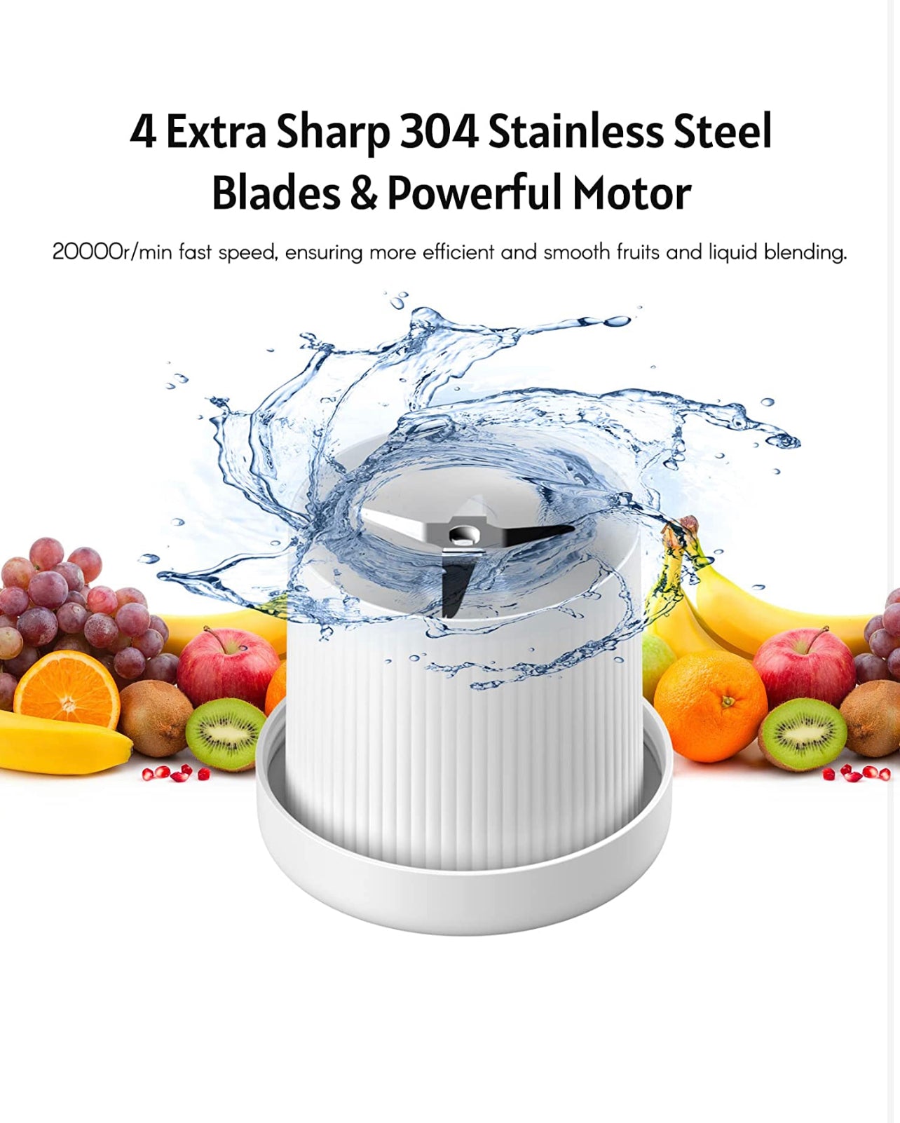 Portable Mini Fast Blender 380ml Juicer Cup with Wireless Charger