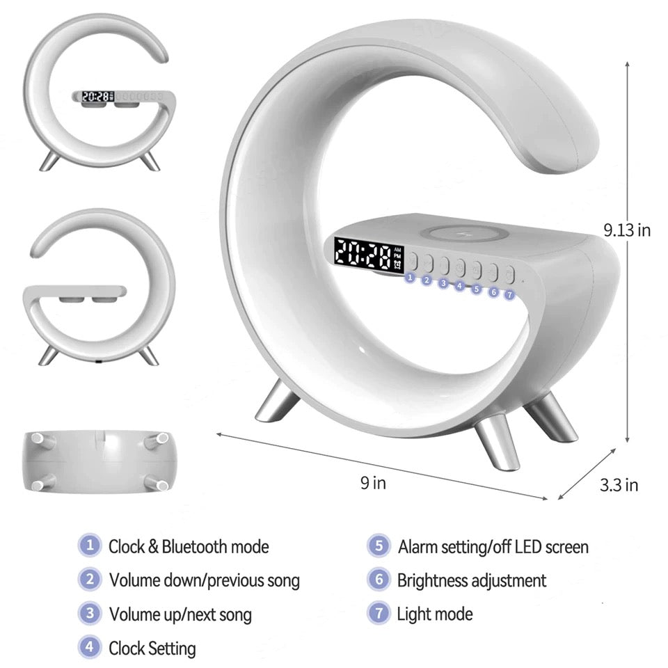LED Night Light RGB Atmosphere Desk Lamp Multifunctional Wireless Charger Alarm Clock Speaker APP Control for iPhone /Samsung
