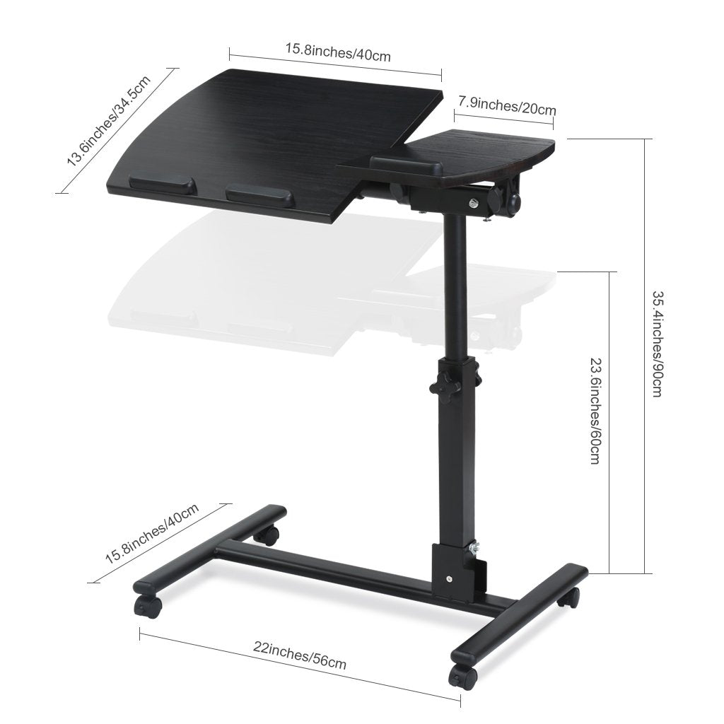 Computer Table Roller Foldable Adjustable Laptop Computer Desk Rolling Table – Megamall ...