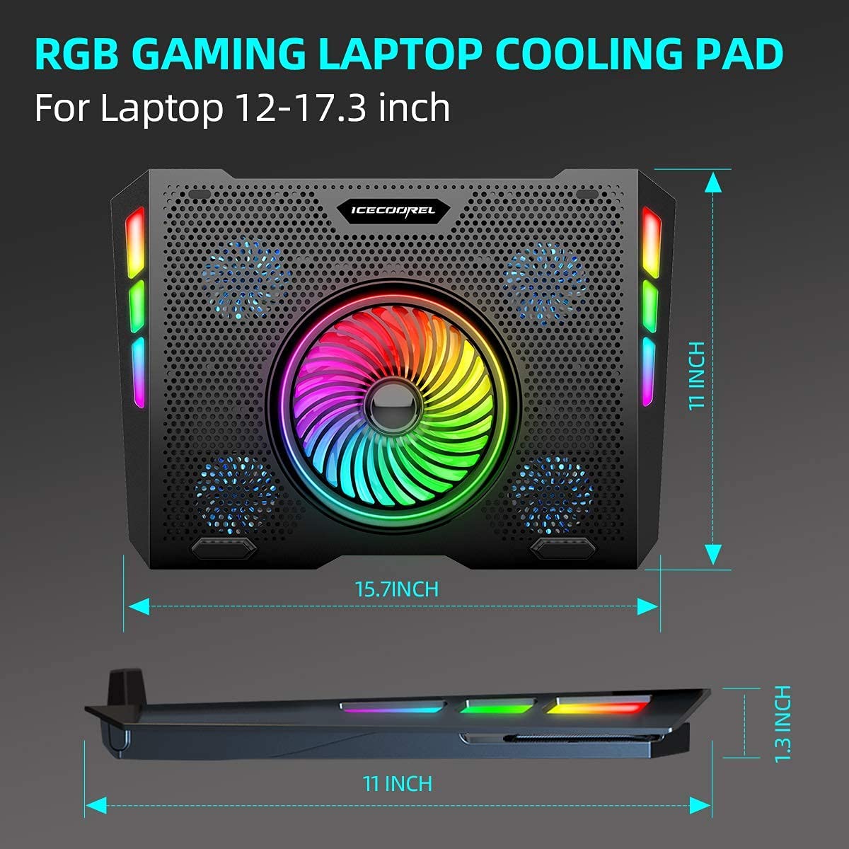 ICE-COOREL Laptop Cooling Pad Five Turbine Fans