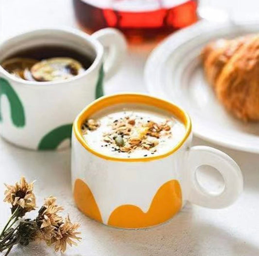 Retro Style Ceramic Coffee Mugs 4pc