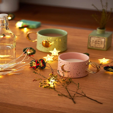 Ceramic Mug Golden Moon And Sun Design