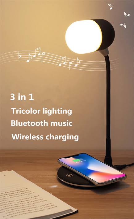 Desk Lamp with Qi Wireless Charger 5W Bluetooth Speaker 3:1