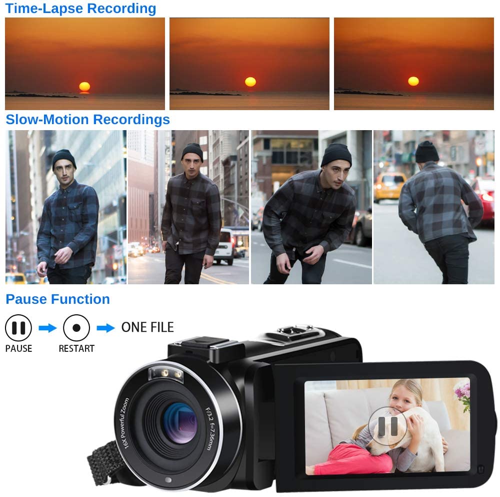 Digital Video Camera 36MP 2.7K Night Vision Camera 16X Digital Zoom 3.0" Screen