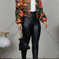 High Collar Full Sleeve Zipper Camouflage Bomber Jacket