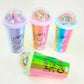 380ml Rainbow Plastic Water Cup With Straw