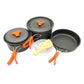 Folding Camping Cookware Set – Lightweight Non-Stick Aluminium Pot, Pan & Kettle with Folding Handles – 9-Piece Outdoor Cooking Kit