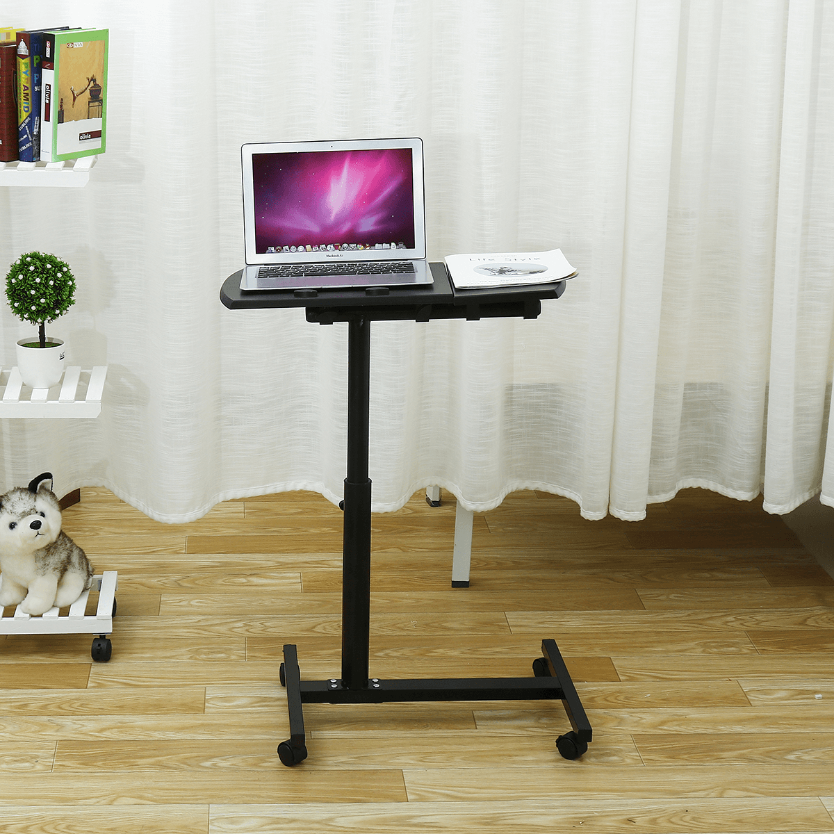 Notebook Rims Adjustable Bedside Laptop Table with Wheels & Wheels Lock – Megamall ...