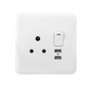 Condere Wall Socket with 2x USB Ports-White with gold lining